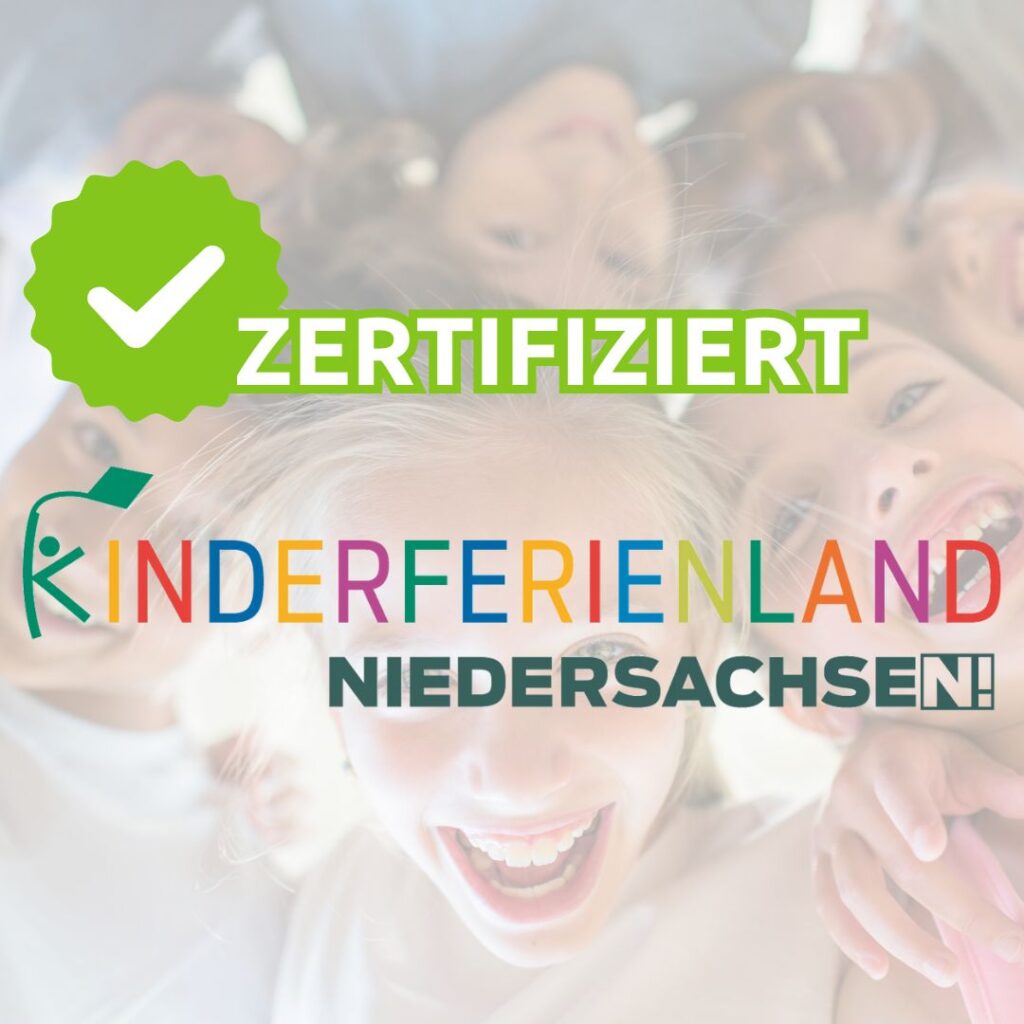 Kinder, Vorne Logo Kinderland Niedersachsen, Zertifikat